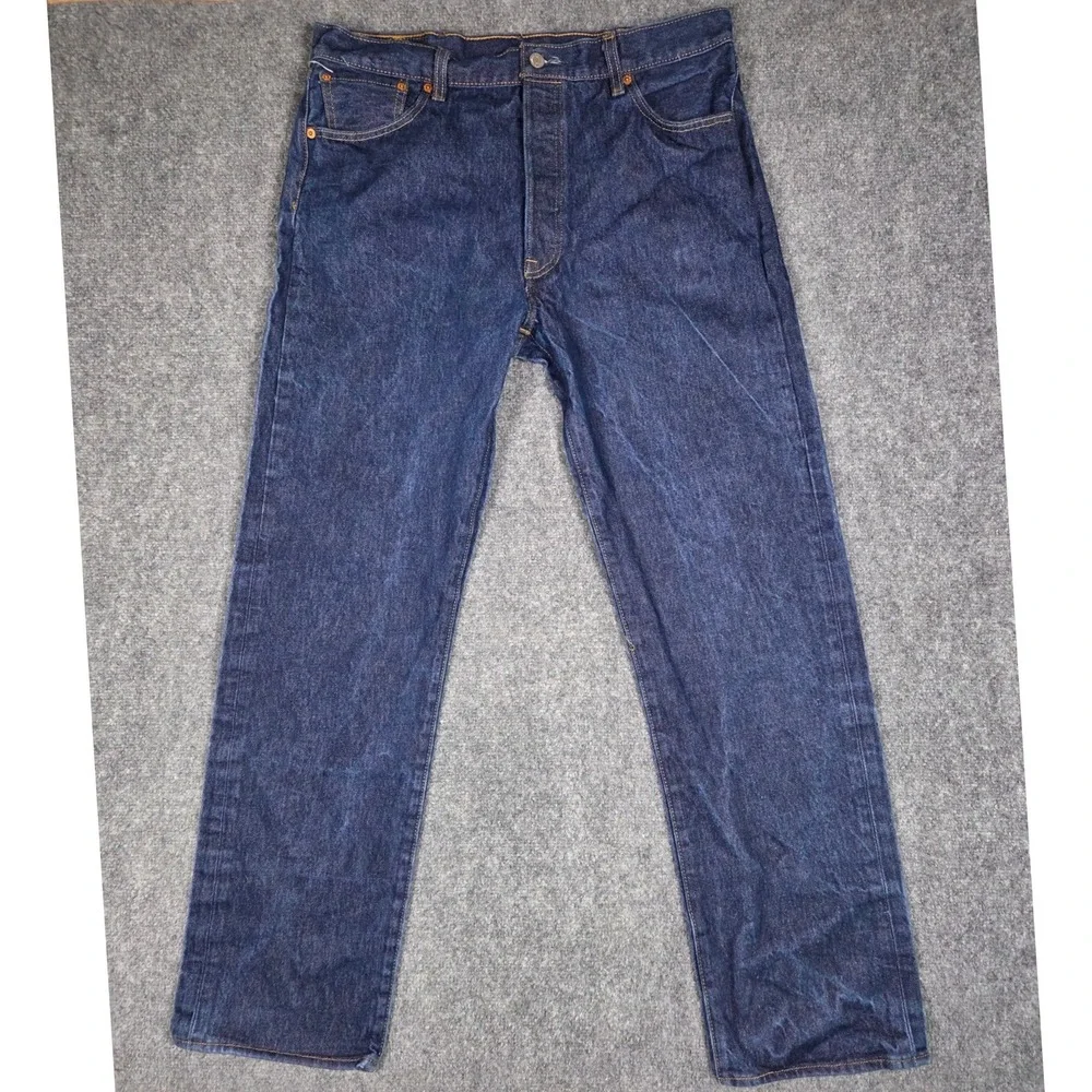 Levi's 501 Original Fit Jeans Mens 38x36 Blue Dark Wash Button Fly Denim 117-1